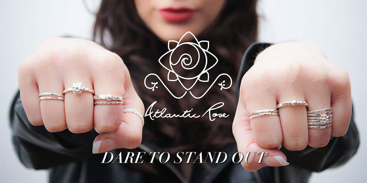 Stacking Rings designed and handmade by Atlantic Rose, on the Causeway Coast of Northern Ireland. Inspired by the archaeology and history of Northern Ireland.