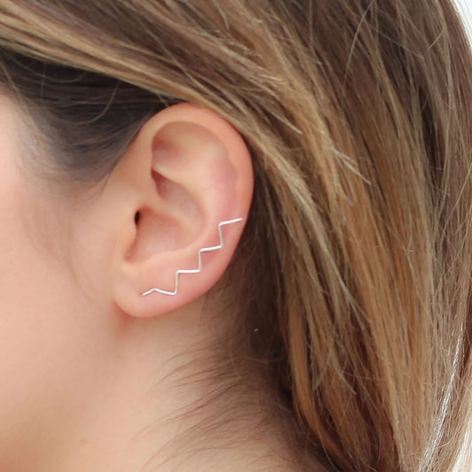 Zigzag Petroglyph Ear ClimberAtlantic Rose