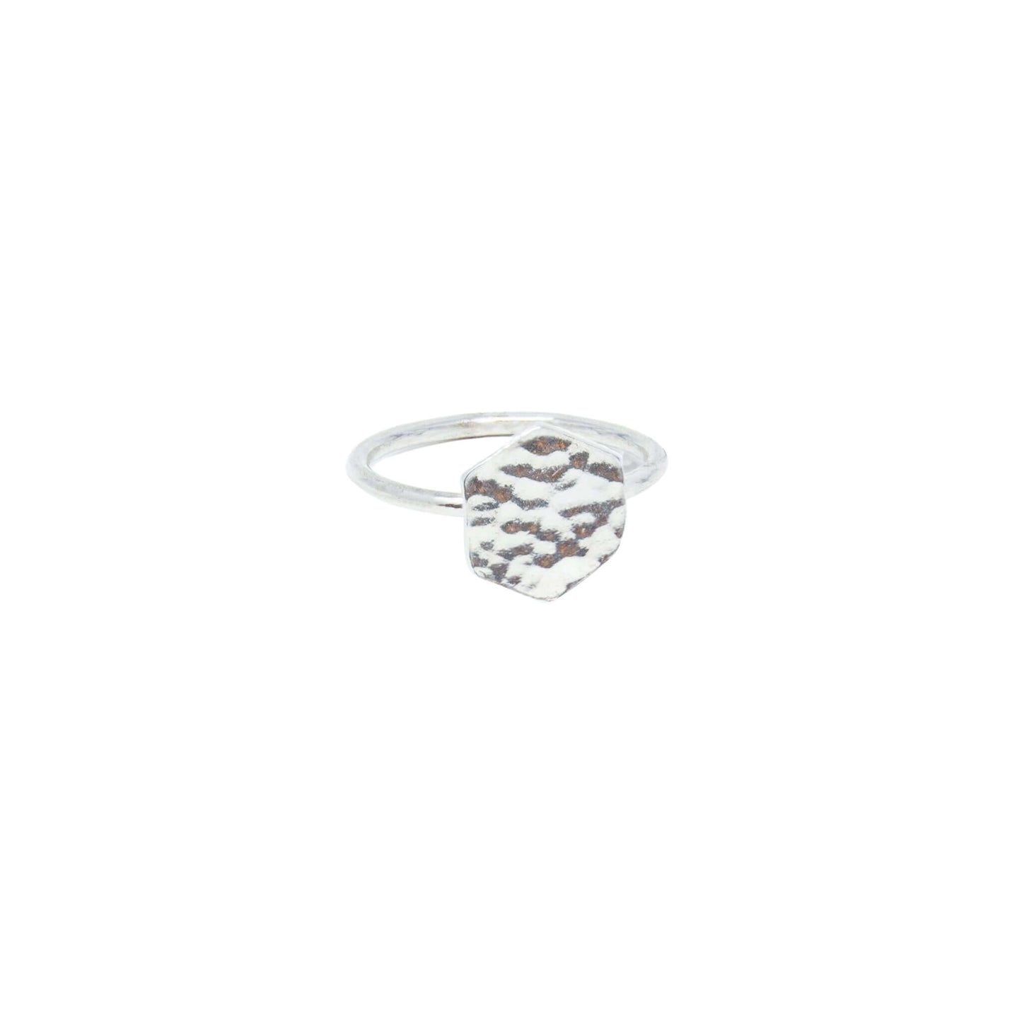 Textured Hexagon Charm Ring