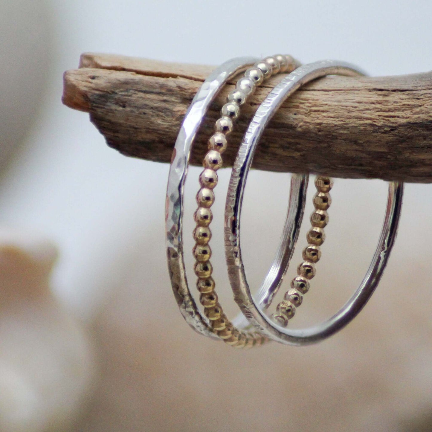 Multi-Textured Stacking RingsAtlantic Rose