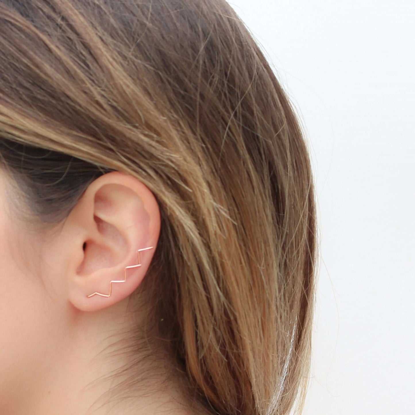 Zigzag Petroglyph Ear ClimberAtlantic Rose