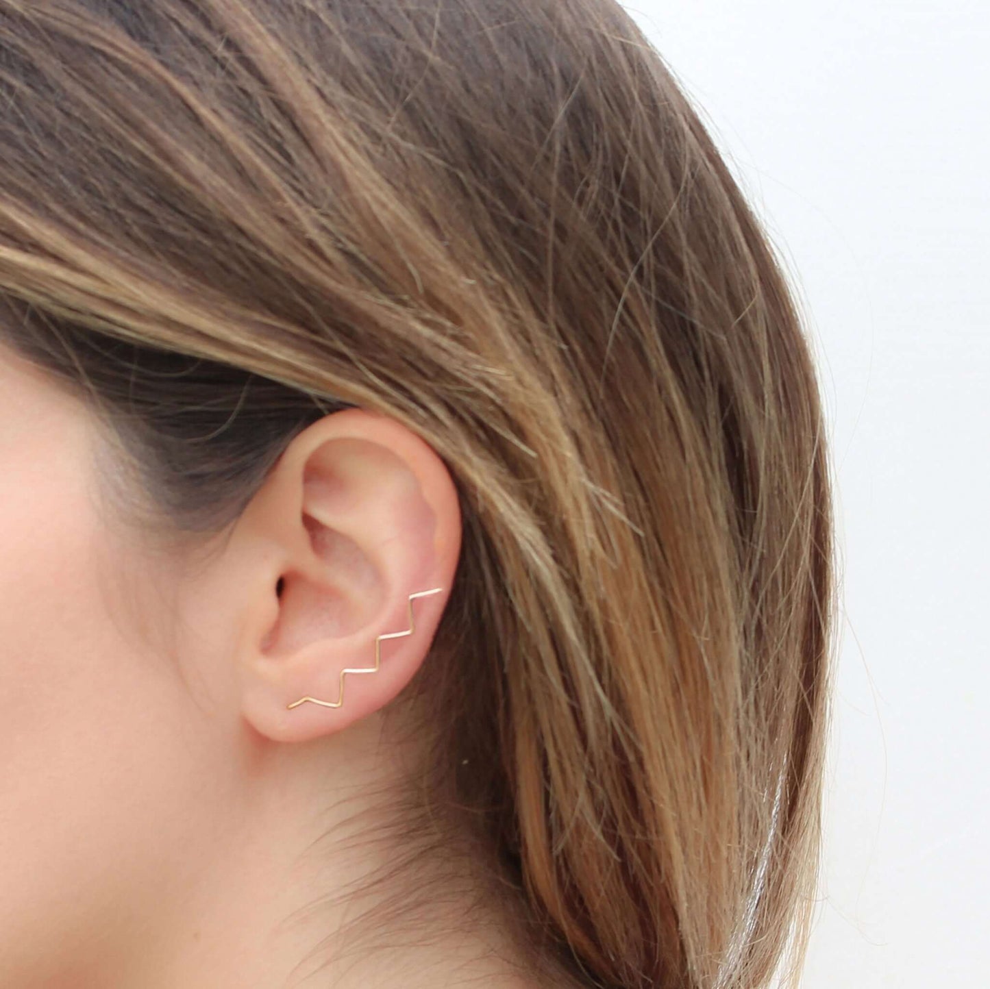 Zigzag Petroglyph Ear ClimberAtlantic Rose