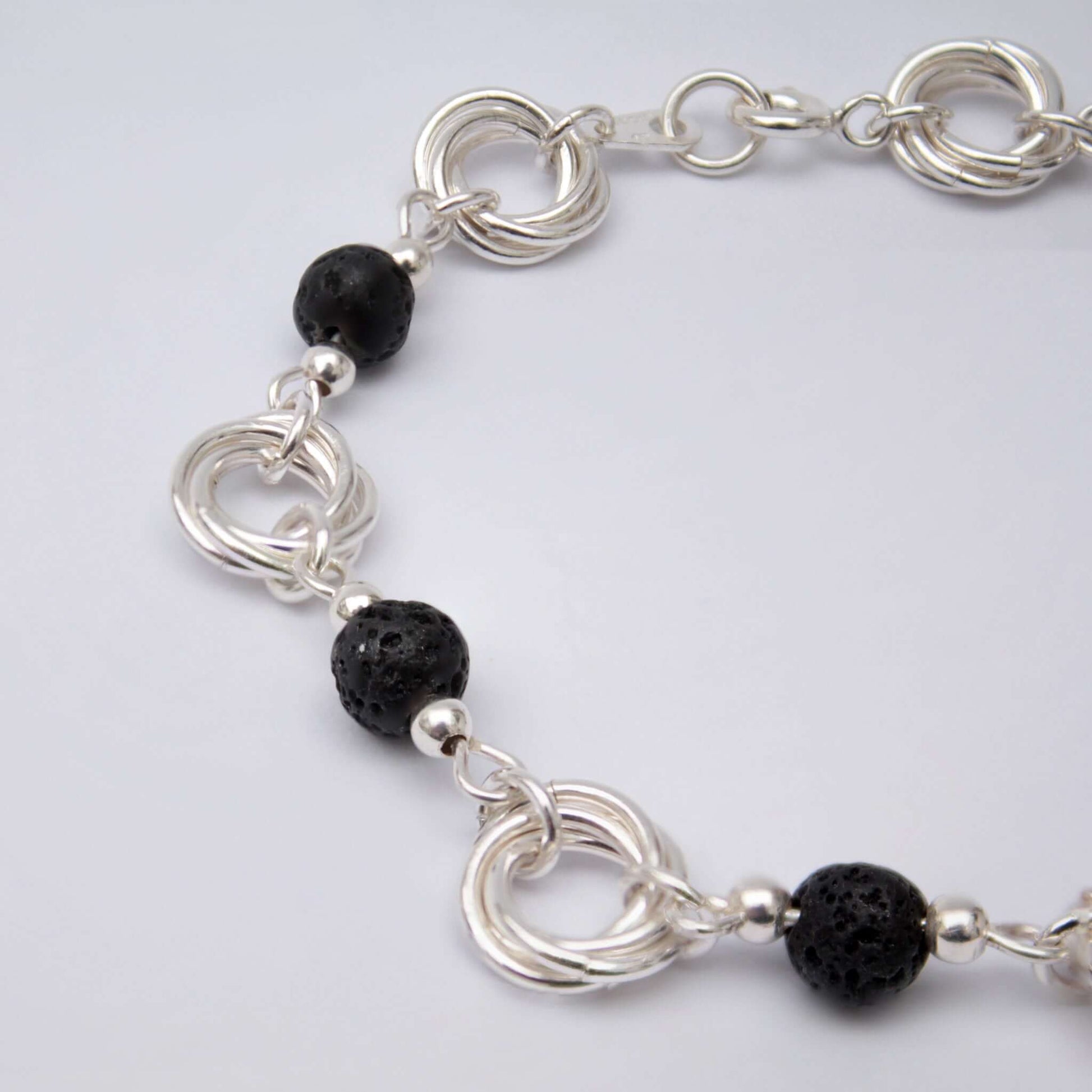 Silver and Black Lava Bead BraceletAtlantic Rose
